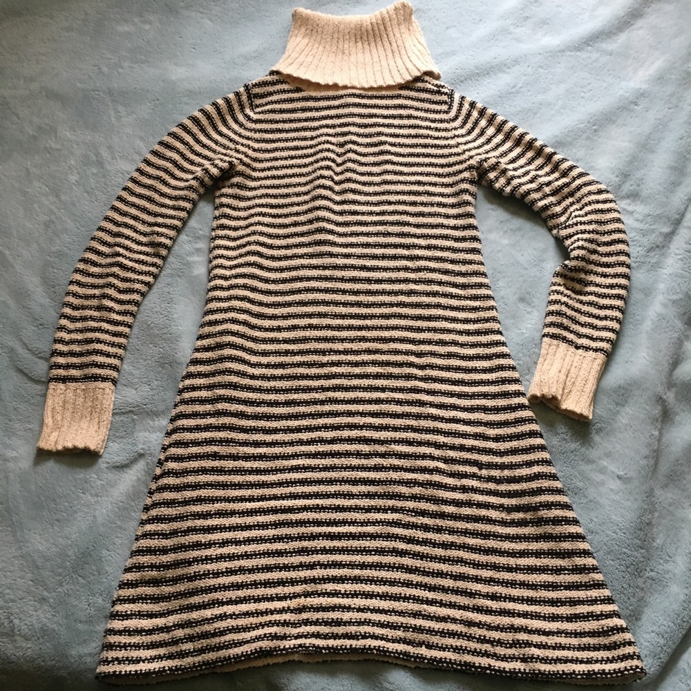 Striped Turtleneck Sweater Dress
